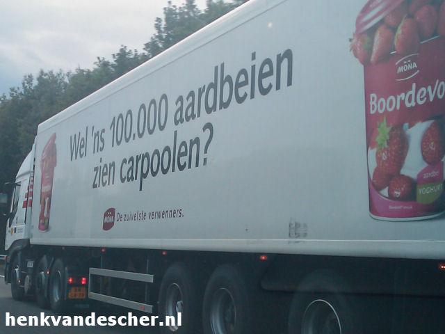 Mona :: Wel eens 100.000 aardbeien zien carpoolen?