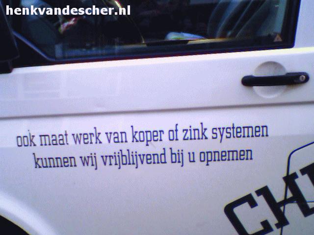 Onbekend :: Ook maatwerk van zinksystemen, kunnen wij vrijblijvend opnemen